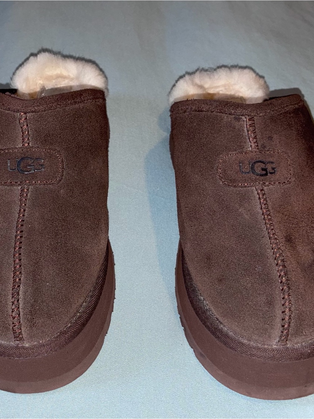 UGG Disquette Brown Suede Shearling-Lined Slippers women’s size 7